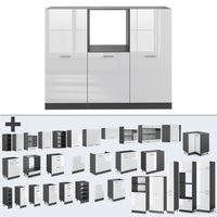 Vicco Cucine componibili piccole Bianco lucido/antracite 180 cm senza piano di lavoro