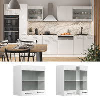 Vicco Mobile da cucina in vetro Bianco lucido 60 cm