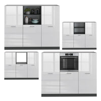 Vicco Cucine componibili piccole Bianco lucido/antracite 180 cm senza piano di lavoro