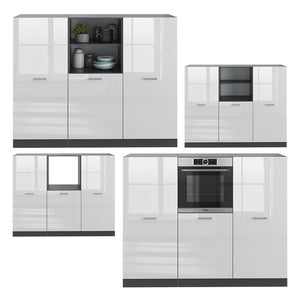 Vicco Cucine componibili piccole Bianco lucido/antracite 180 cm senza piano di lavoro