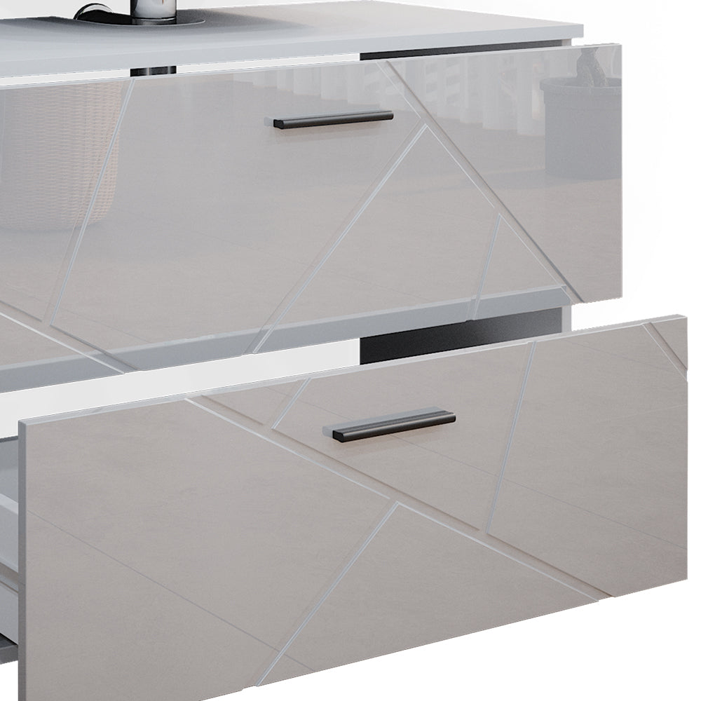 Vicco Set mobili bagno Bianco lucido 4 pezzi, con cassettiera e mobile midi