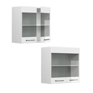 Vicco Mobile da cucina in vetro Bianco lucido 60 cm