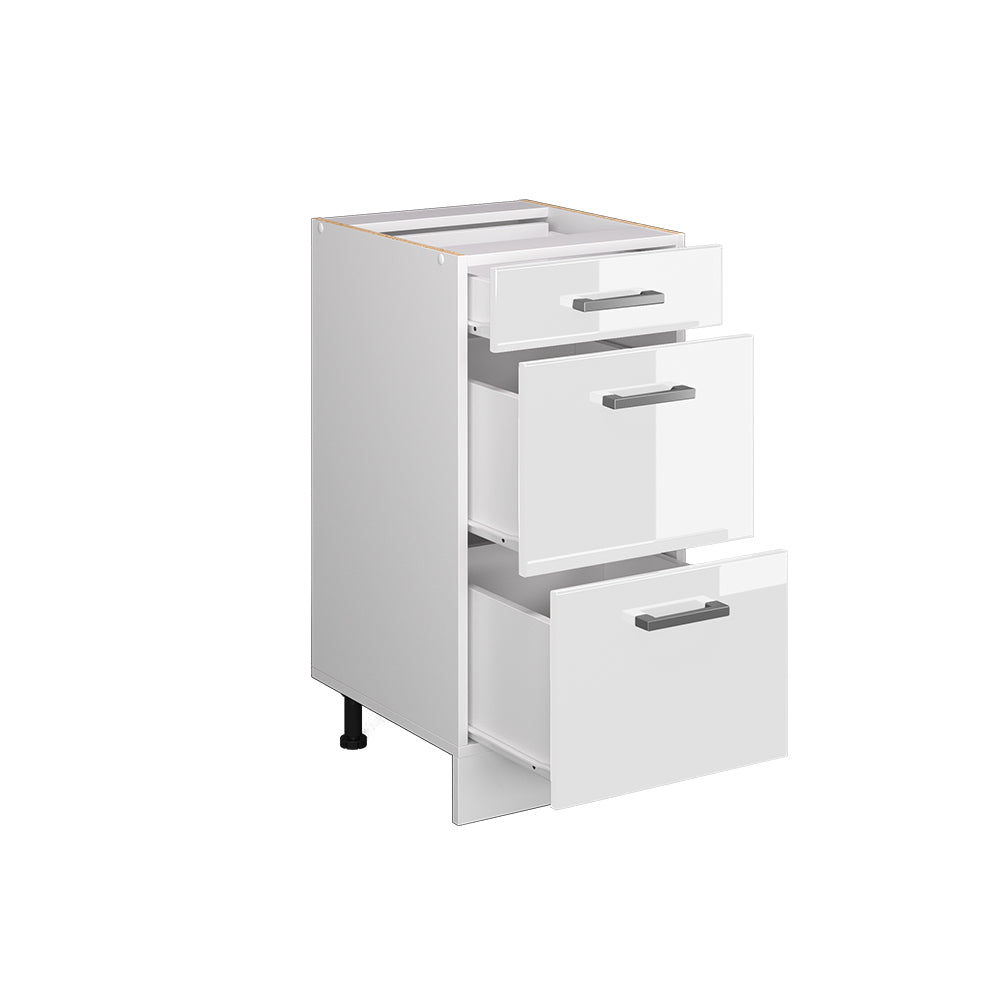 Vicco Mobiletto base per cucina Bianco lucido 40 cm con cassetti, PL Antracite