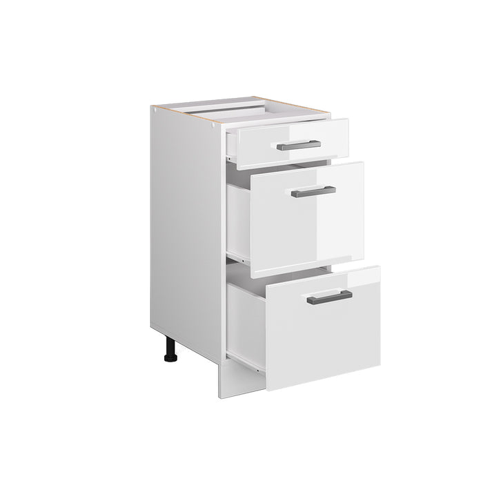 Vicco Mobiletto base per cucina Bianco lucido 40 cm con cassetti, PL Antracite