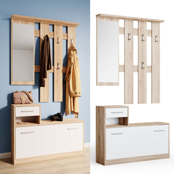 Vicco Armadio da ingresso Bianco/Sonoma 25 x 191 cm