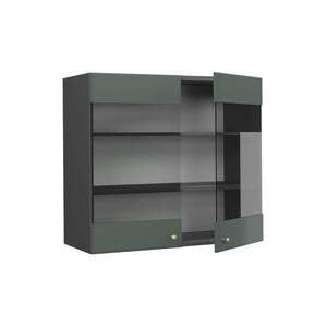 Vicco Mobile da cucina in vetro Verde-oro Country House 80 cm