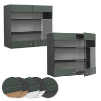 Vicco Mobile da cucina in vetro Verde-oro Country House 80 cm