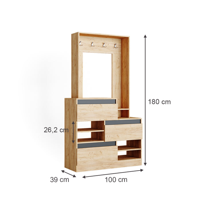 Vicco Armadio da ingresso Quercia dorata 100 x 180 cm