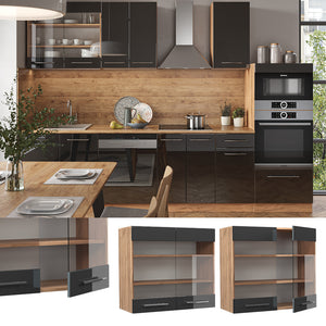 Vicco Mobile da cucina in vetro Antracite lucido 80 cm