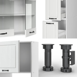 Vicco Mobile da cucina Casa di campagna bianca/bianco 350 cm con armadio alto, PL Marmo