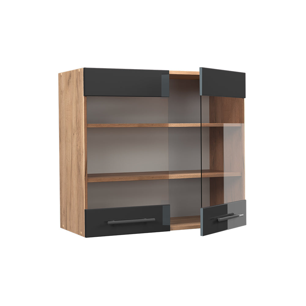Vicco Mobile da cucina in vetro Antracite lucido 80 cm