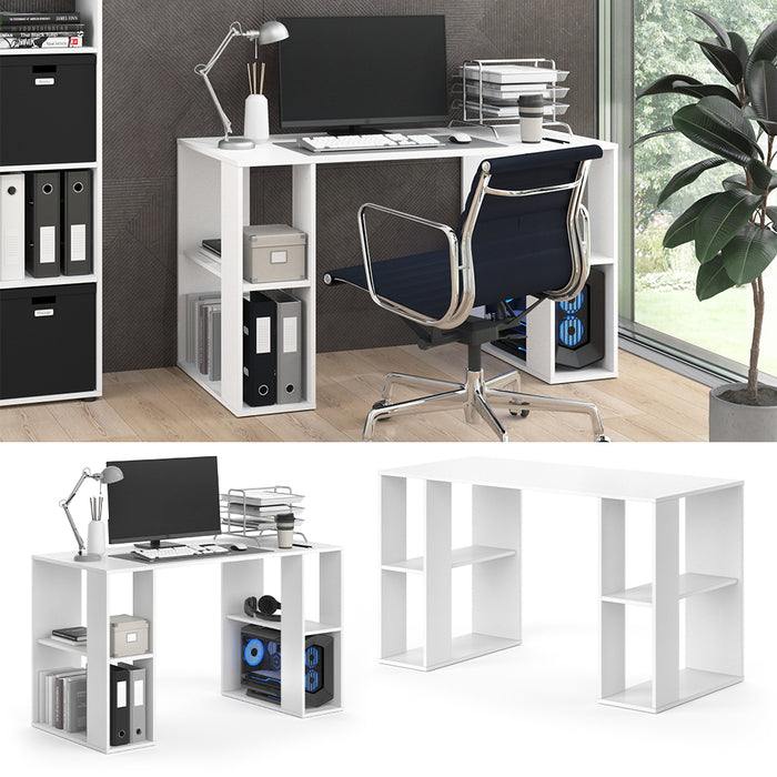 Vicco Scrivania con ripiani Bianco 130 x 60 cm
