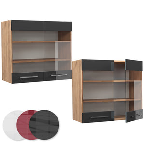 Vicco Mobile da cucina in vetro Antracite lucido 80 cm