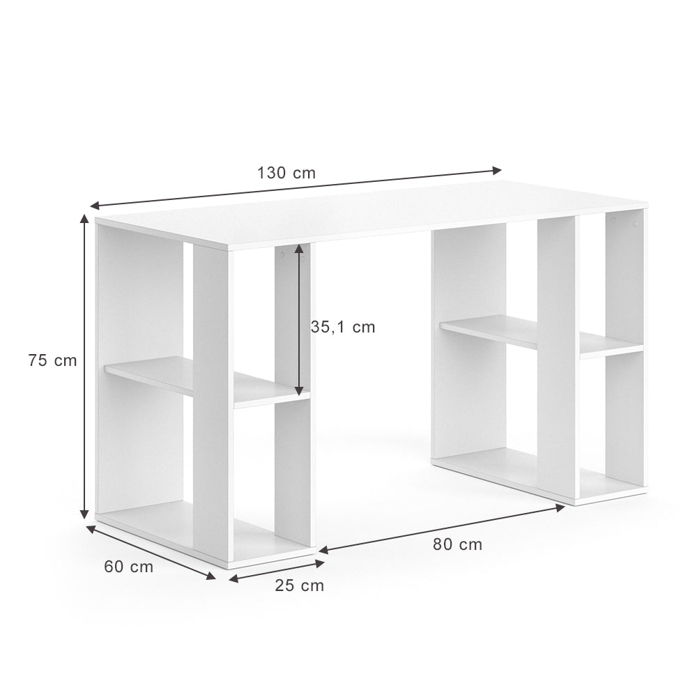 Vicco Scrivania con ripiani Bianco 130 x 60 cm