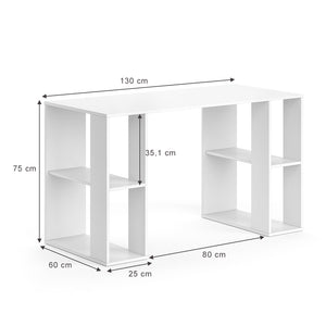 Vicco Scrivania con ripiani Bianco 130 x 60 cm
