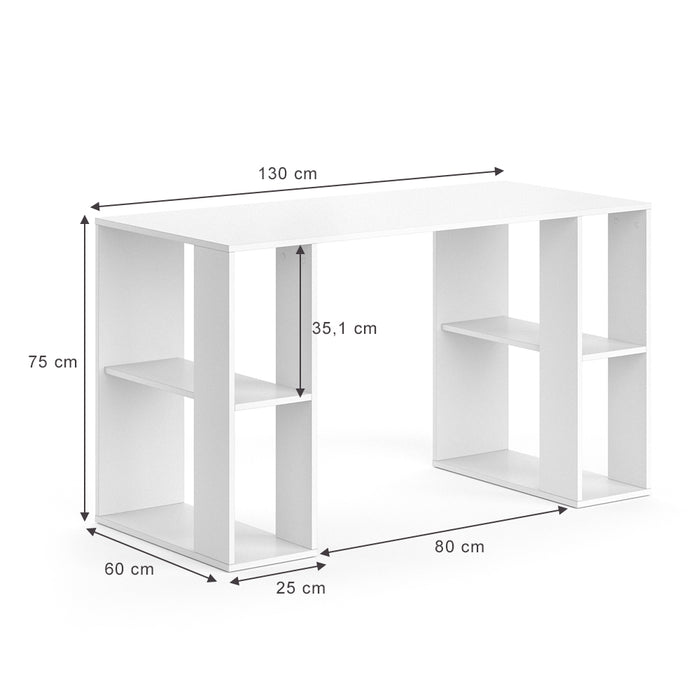 Vicco Scrivania con ripiani Bianco 130 x 60 cm