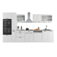 Vicco Mobile da cucina Casa di campagna bianca/bianco 350 cm con armadio alto, PL Antracite
