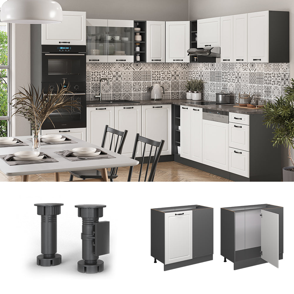 Vicco Mobile ad angolo cucina Bianco casa di campagna 86 cm senza piano di lavoro