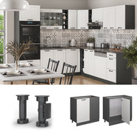 Vicco Mobile ad angolo cucina Bianco casa di campagna 86 cm senza piano di lavoro