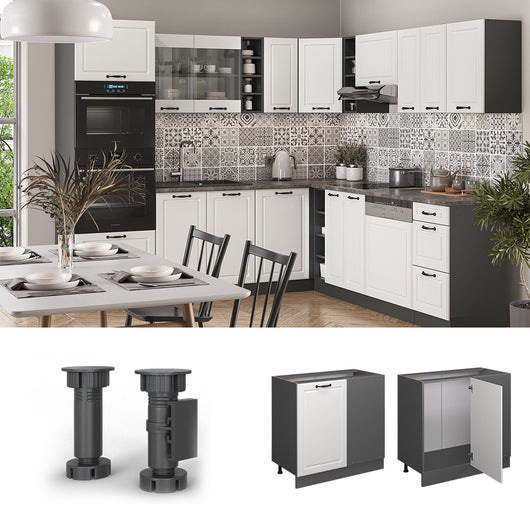 Vicco Mobile ad angolo cucina Bianco casa di campagna 86 cm senza piano di lavoro