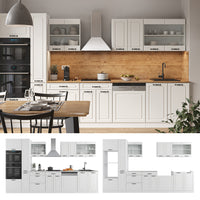 Vicco Mobile da cucina Casa di campagna bianca/bianco 350 cm con armadio alto, PL Antracite