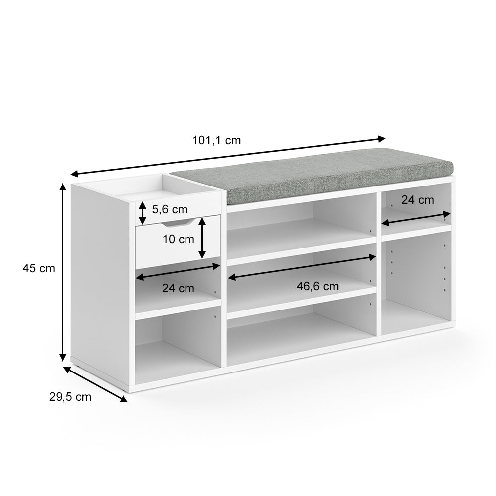 Vicco Panca scarpiera da ingresso Bianco 101.1 x 45 cm