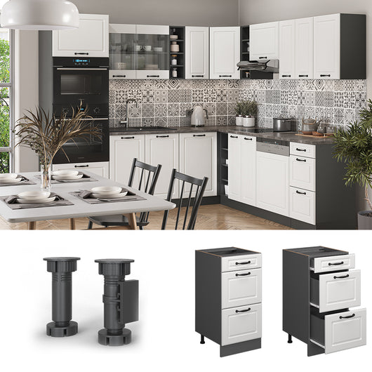 Vicco Mobiletto base per cucina Bianco casa di campagna 40 cm PL Marmo