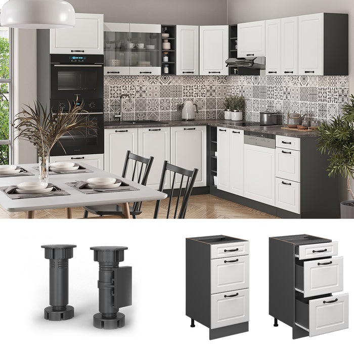 Vicco Mobiletto base per cucina Bianco casa di campagna 40 cm PL Marmo