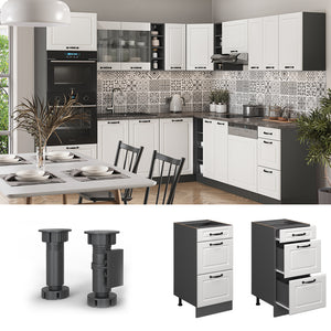 Vicco Mobiletto base per cucina Bianco casa di campagna 40 cm con cassetti, PL Antracite
