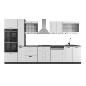 Vicco Cucina componibile Bianco casa di campagna/antracite 350 cm con armadio alto, senza piano di lavoro