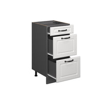 Vicco Mobiletto base per cucina Bianco casa di campagna 40 cm con cassetti, PL Rovere