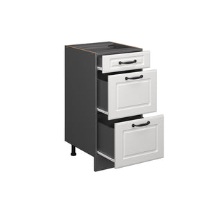 Vicco Mobiletto base per cucina Bianco casa di campagna 40 cm con cassetti, PL Rovere