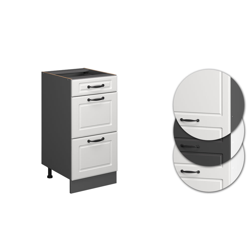 Vicco Mobiletto base per cucina Bianco casa di campagna 40 cm con cassetti, senza piano di lavoro