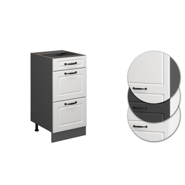 Vicco Mobiletto base per cucina Bianco casa di campagna 40 cm con cassetti, senza piano di lavoro