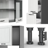 Vicco Cucina componibile Bianco casa di campagna/antracite 350 cm con armadio alto, senza piano di lavoro