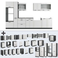 Vicco Cucina componibile Bianco casa di campagna/antracite 350 cm con armadio alto, senza piano di lavoro
