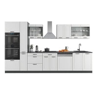 Vicco Cucina componibile Bianco casa di campagna/antracite 350 cm con armadio alto, senza piano di lavoro