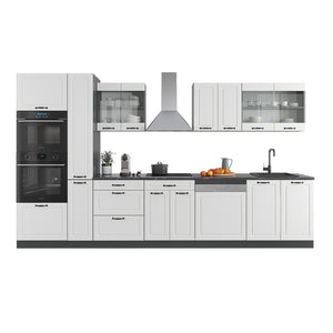 Vicco Cucina componibile Bianco casa di campagna/antracite 350 cm con armadio alto, senza piano di lavoro