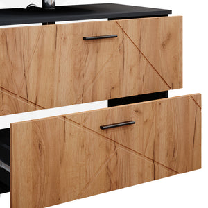 Vicco Set mobili bagno Quercia dorata/antracite 4 parti, con cassettiera e colonna