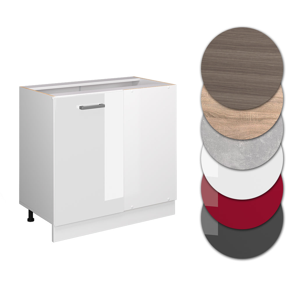 Vicco Mobile ad angolo cucina Bianco lucido 86 cm senza piano di lavoro