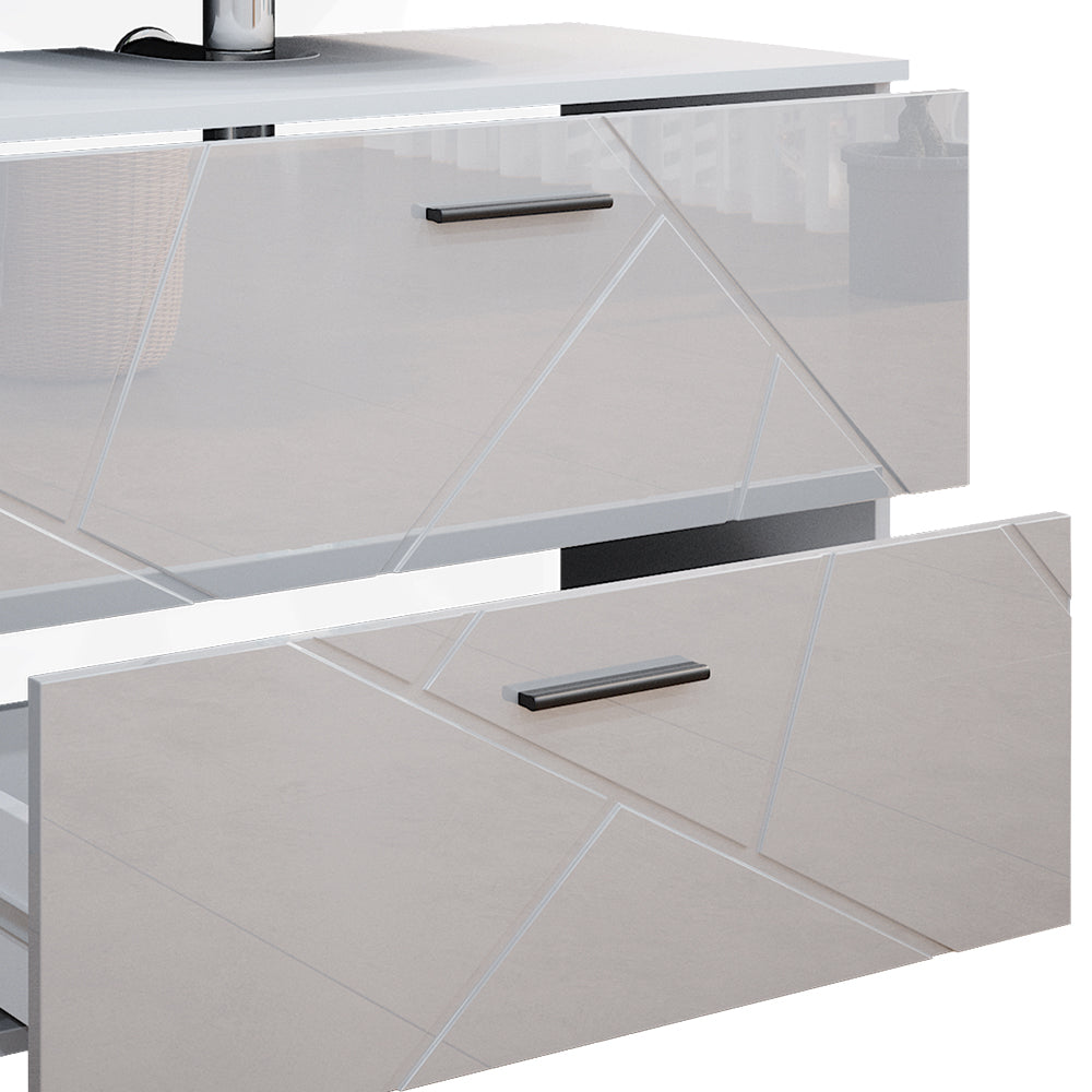 Vicco Set mobili bagno Bianco lucido 3 parti, con mobile midi