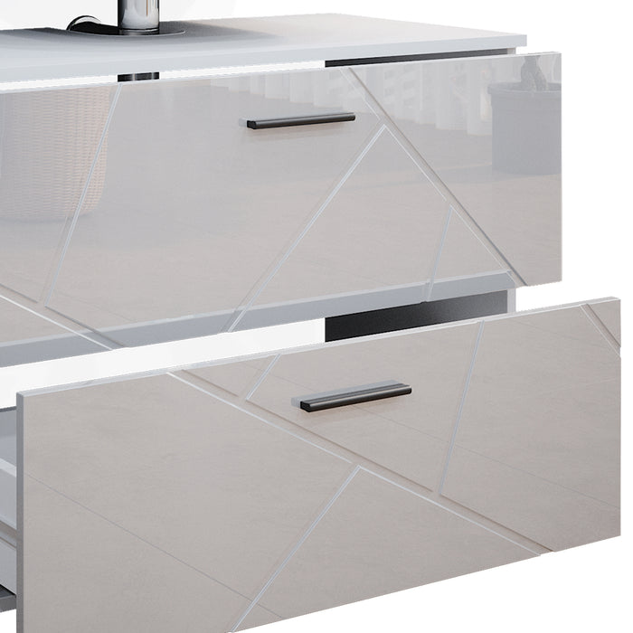 Vicco Set mobili bagno Bianco lucido 3 parti, con mobile midi