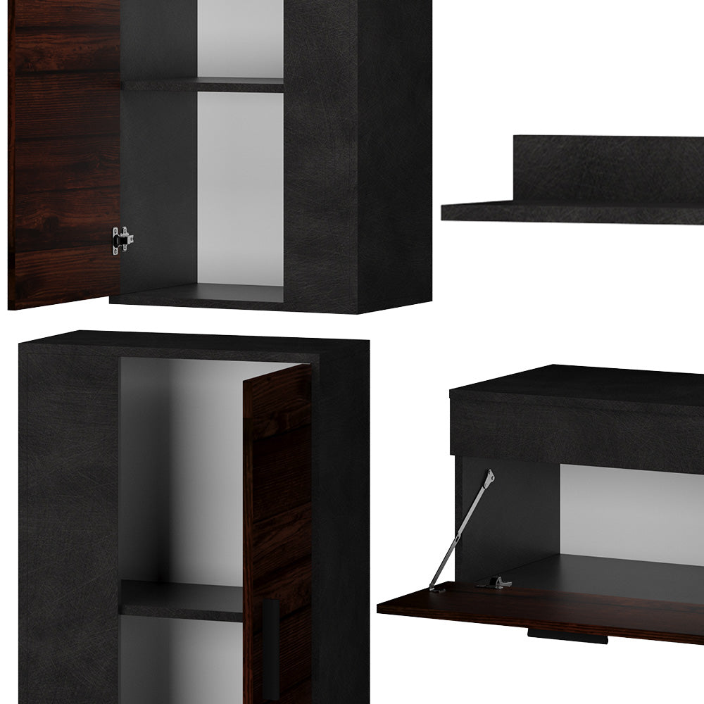 Vicco Parete attrezzata soggiorno Marrone Set di 4