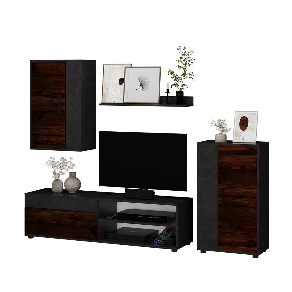 Vicco Parete attrezzata soggiorno Marrone Set di 4