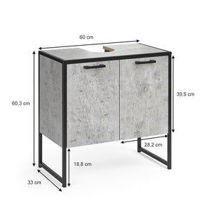 Vicco Mobiletto per lavabo Calcestruzzo 60 x 60 cm