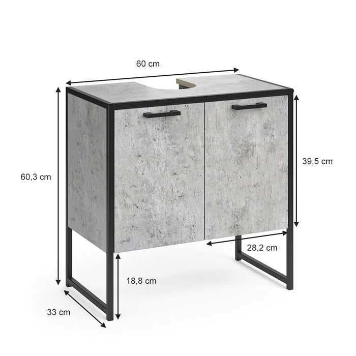 Vicco Mobiletto per lavabo Calcestruzzo 60 x 60 cm