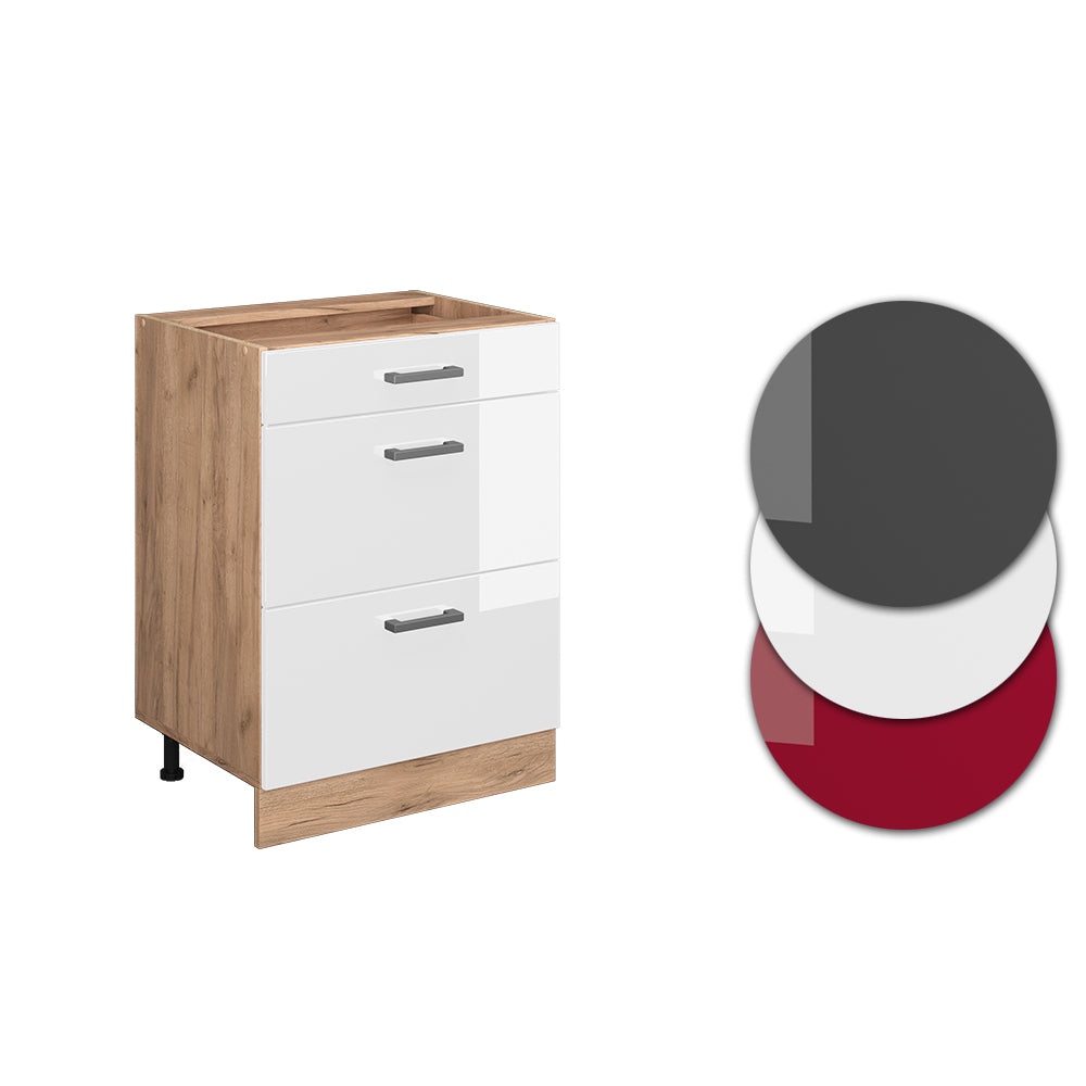 Vicco Mobiletto base per cucina Bianco lucido 60 cm PL Marmo