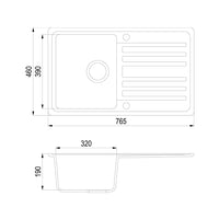 Bergström Lavello Calcestruzzo 76.5 x 46 cm con asciugatura
