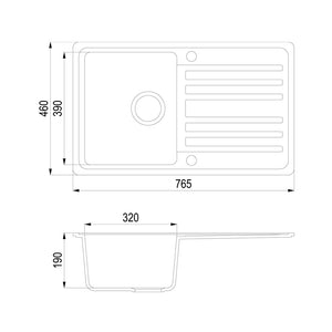 Bergström Lavello Calcestruzzo 76.5 x 46 cm con asciugatura