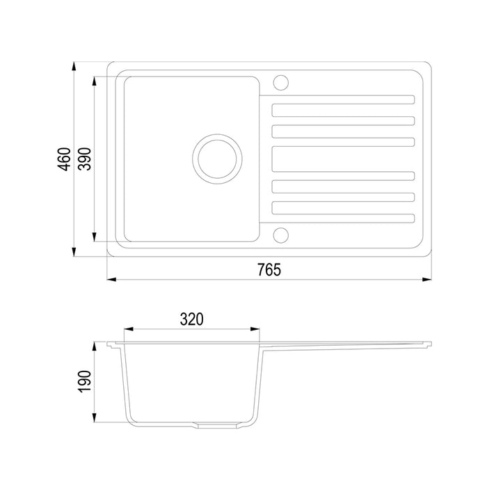 Bergström Lavello Calcestruzzo 76.5 x 46 cm con asciugatura